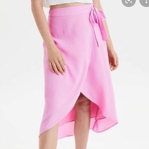 American Eagle Pink MIDI Wrap Skirt